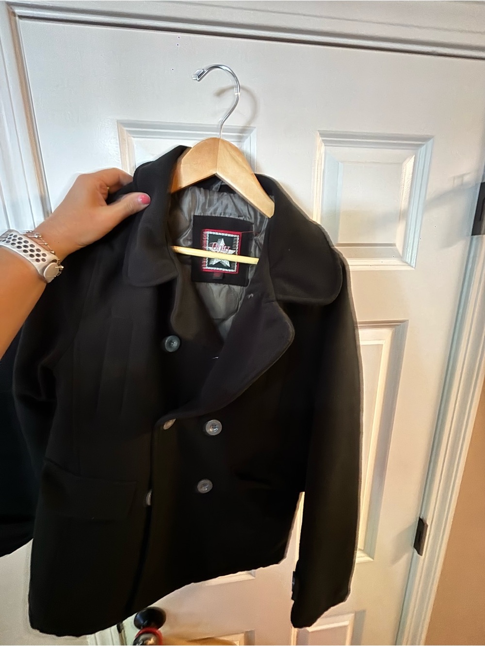 Black Double-Breasted Women’s Peacoat Jacket